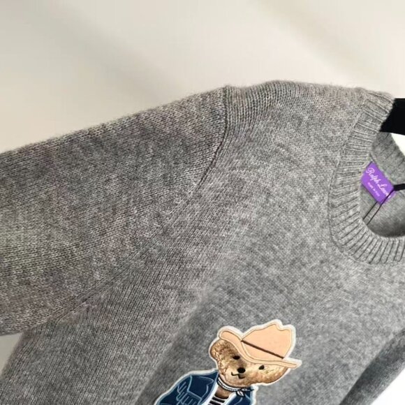Polo Ralph Lauren Western Cowboy Bear Grey Women's Sweater - Picture 7 of 7